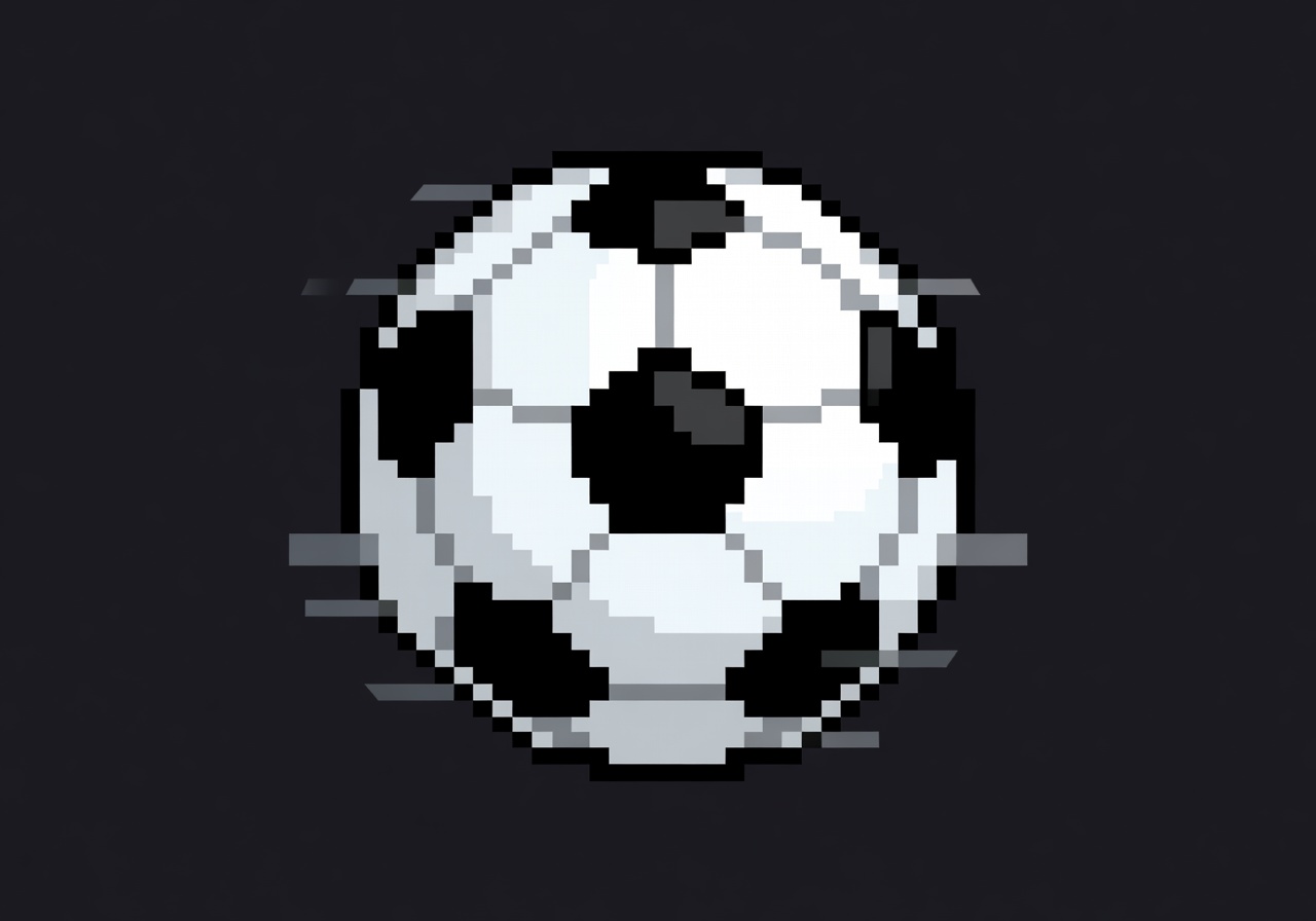 Spinning retro 8-bit soccer ball graphic element
